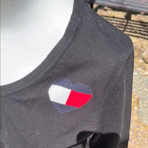 Tommy Hilfiger Black V-Neck Sweater with Logo Accent - Picture 2 of 5